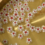 2PCS Mini Red Core Flower Pendants Beads DIY Jewelry Loose Beads