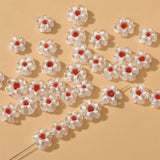 2PCS Mini Red Core Flower Pendants Beads DIY Jewelry Loose Beads