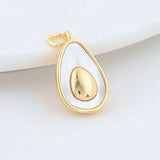 2PCS 11*18MM 14K Brass Shell Drop Charms Pendants Jewelry Making