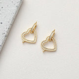 2PCS 14 Plated Love Pendant Bracelet Copper Charms with Zircon Accessories
