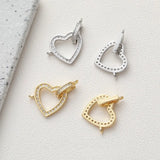 2PCS 14 Plated Love Pendant Bracelet Copper Charms with Zircon Accessories