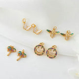 2PCS 14K Brass Bee Butterfly Charm Pendants for DIY Jewelry Making