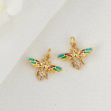 2PCS 14K Brass Bee Butterfly Charm Pendants for DIY Jewelry Making
