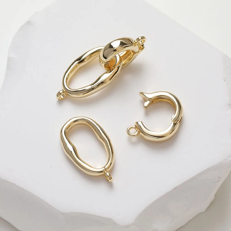2PCS 14K Plated Oval Bucket Bracelet Hooks DIY Supplies