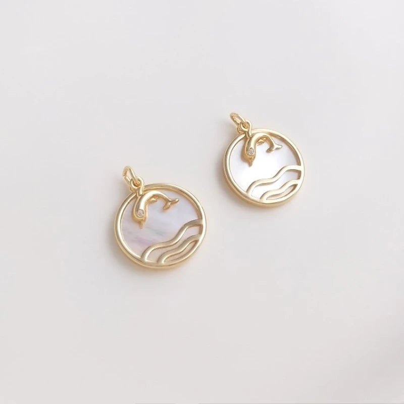 2PCS 14k Filled 13.5mm Necklace Pendant DIY Jewelry Brass Accessories