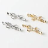 2PCS 14k Plated Bracelet Link Buckle Zircon Flower Bow for DIY Jewelry Making