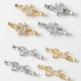 2PCS 14k Plated Bracelet Link Buckle Zircon Flower Bow for DIY Jewelry Making