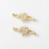 2PCS 14k Plated Bracelet Link Buckle Zircon Flower Bow for DIY Jewelry Making