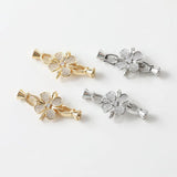 2PCS 14k Plated Bracelet Link Buckle Zircon Flower Bow for DIY Jewelry Making
