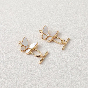 14k Plated Butterfly Pendant Shell Bracelet Link Buckle for DIY Jewelry Making