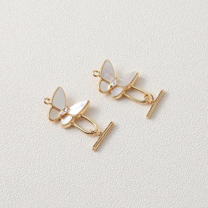 14k Plated Butterfly Pendant Shell Bracelet Link Buckle for DIY Jewelry Making