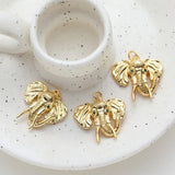 2PCS 14k Plated Elephant Necklace Pendant Charms with Zircon DIY Brass