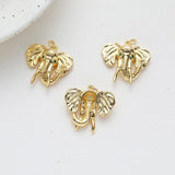 2PCS 14k Plated Elephant Necklace Pendant Charms with Zircon DIY Brass