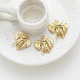 2PCS 14k Plated Elephant Necklace Pendant Charms with Zircon DIY Brass