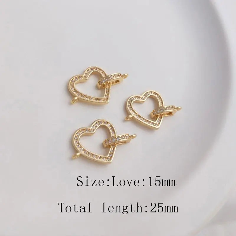 2Pcs 14k Plated Love Necklace Charms for Jewelry Making DIY Supplies