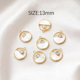 2PCS 14k Plated Moon Star Shell Necklace Pendant DIY Earrings