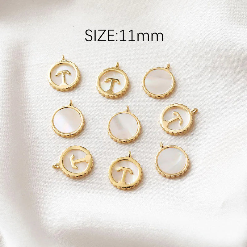 2PCS 14k Plated Moon Star Shell Necklace Pendant DIY Earrings