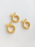 2PCS 14k Plated Rabbit Ring Rope Buckle Charms DIY Jewelry Supplies Brass