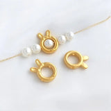 2PCS 14k Plated Rabbit Ring Rope Buckle Charms DIY Jewelry Supplies Brass