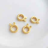 2PCS 14k Plated Rabbit Ring Rope Buckle Charms DIY Jewelry Supplies Brass