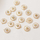 2PCS 14k Plated Round Shell Necklace Pendant Clover DIY Hand Bracelet Accessorie