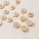 2PCS 14k Plated Round Shell Necklace Pendant Clover DIY Hand Bracelet Accessorie