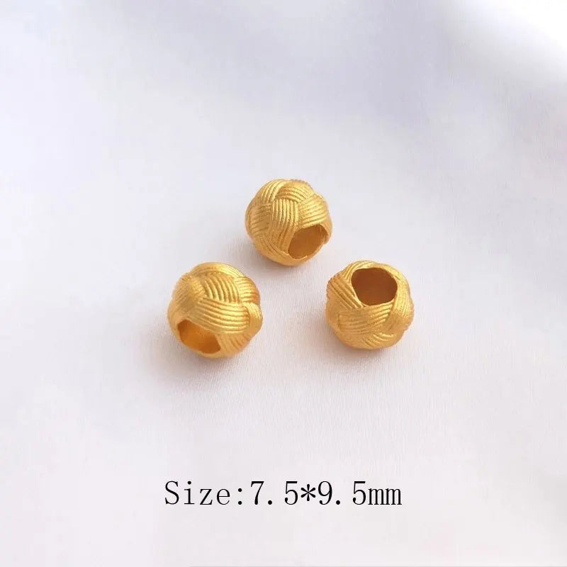 2PCS 14k Plated Spherical Spacer Beads for DIY Jewelry Making Brass Accessories