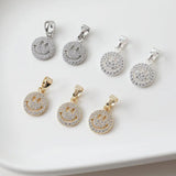 2PCS 14mm Smiling Face Pendant Necklace with Zircon Charms