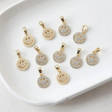 2PCS 14mm Smiling Face Pendant Necklace with Zircon Charms