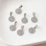2PCS 14mm Smiling Face Pendant Necklace with Zircon Charms