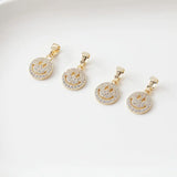 2PCS 14mm Smiling Face Pendant Necklace with Zircon Charms