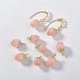 2PCS Mini Strawberry Flower Pendants Beads DIY Jewelry Loose Bead