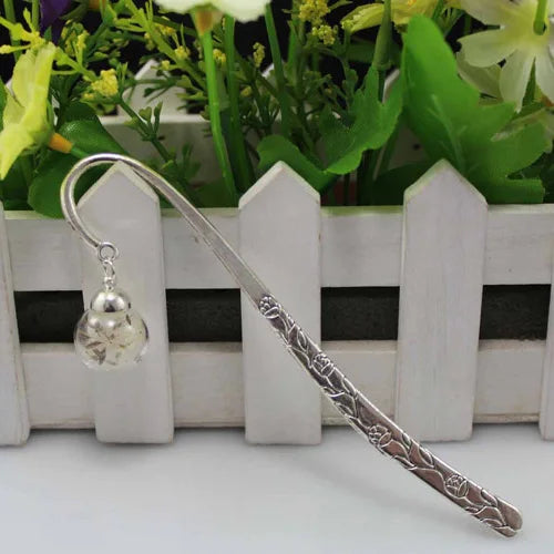 2PCS 16MM Glass Globe Bookmark Tibetan Bookmarks Metal Bookmarks