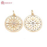 2PCS 18K Brass Zircon Sun Charms Pendants for Jewelry Making