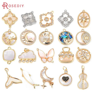 2PCS 18K Brass Shell Connect Charms Pendants for Jewelry Making