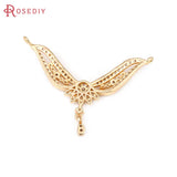 18K Brass & Zircon 2 Holes Wing Connect Charms High DIY Jewelry Making