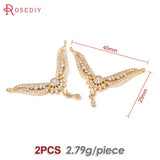 18K Brass & Zircon 2 Holes Wing Connect Charms High DIY Jewelry Making
