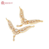 18K Brass & Zircon 2 Holes Wing Connect Charms High DIY Jewelry Making
