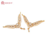 18K Brass & Zircon 2 Holes Wing Connect Charms High DIY Jewelry Making