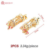 2PCS 18K Brass Zircon Carousel Pendants for DIY Jewelry Making