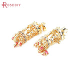 2PCS 18K Brass Zircon Carousel Pendants for DIY Jewelry Making