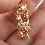 2PCS 18K Brass Zircon Carousel Pendants for DIY Jewelry Making