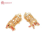 2PCS 18K Brass Zircon Carousel Pendants for DIY Jewelry Making