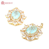 2PCS 18K Brass Zircon Necklaces Charms Pendants Jewelry Making Accessories