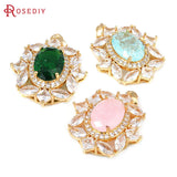 2PCS 18K Brass Zircon Necklaces Charms Pendants Jewelry Making Accessories