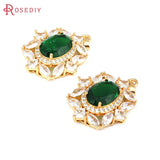 2PCS 18K Brass Zircon Necklaces Charms Pendants Jewelry Making Accessories