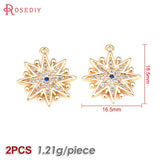 2PCS 18K Star Charms Pendants Zircon Diy Jewelry Making Supplies