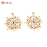 2PCS 18K Star Charms Pendants Zircon Diy Jewelry Making Supplies
