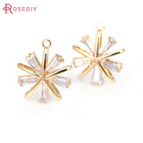 2PCS 18K Brass Zircon Sun Charms Pendants Jewelry Making Supplies