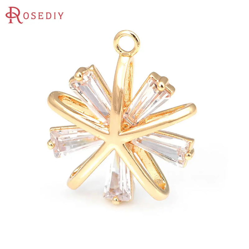 2PCS 18K Brass Zircon Sun Charms Pendants Jewelry Making Supplies